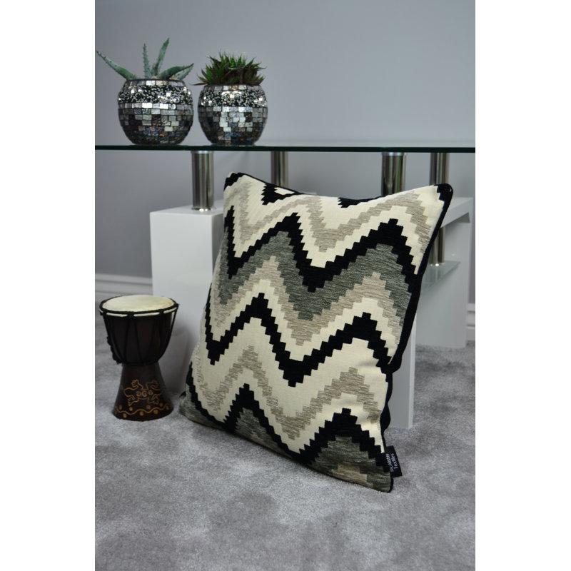Lori Chevron Square Cushion, Black/Grey, 49 x 49cm