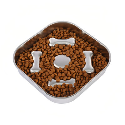 Stainless Steel Slow Feeder Dog Bowl, 304 Food Grade, Interactive Anti-Choking Puzzle Bowl With Non-Slip Base, Healthy Eating Pet Dish For Small, Medium & Large Dogs, Dishwasher Safe