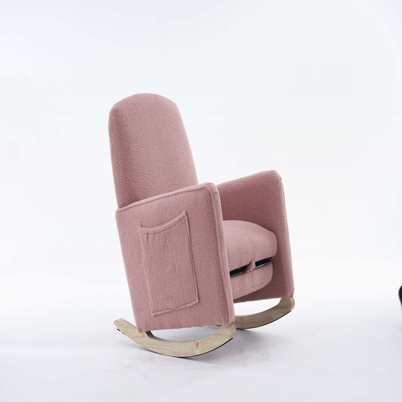 Chaise berçante en tissu avec repose-pieds réglable, Ourson rose