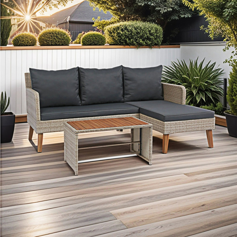 3 Piece Outdoor Sectional Sofa Set