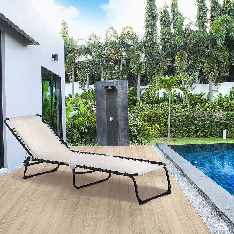 Folding Chaise Lounge Pool Chair With 4-Position Reclining Back, Breathable Mesh Seat For Ultimate Comfort And Portability