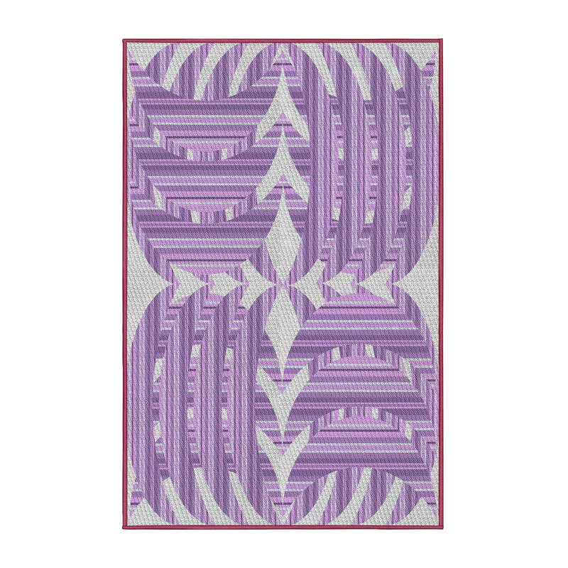 Tapis géométrique mauve / gris, Rectangle 5 pi x 7 pi