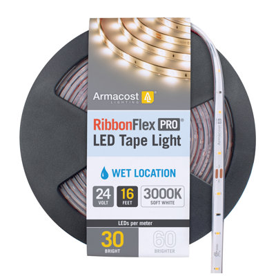 RibbonFlex Pro, 24V, 3000K, 30LEDs/M, IP67, 5M Under Cabinet Strip Light