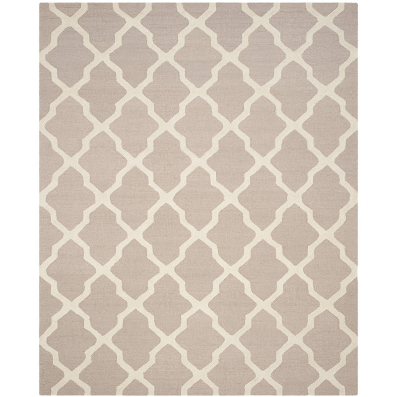 Cannen Hand Tufted Wool Geometric Rug, Rectangle 10' x 14', Beige/Ivory
