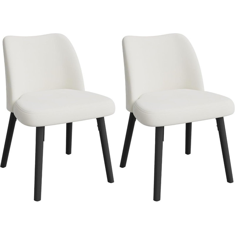 Ensemble de 2 chaises de salle à manger rembourrées en velours, chaises de cuisine en tissu avec dossier incurvé et structure en métal pour la salle à manger