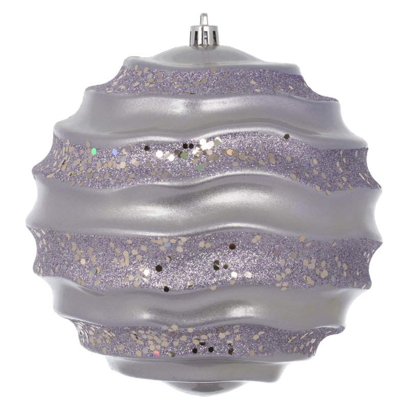 Ornement de Noël boule ondulée, H 6 po x l 6 po x P 6 po, Bleu mer