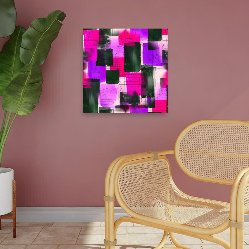 «Vibrant Abstract Shapes Abstract», audacieux et coloré, art mural violet, H 18 po x l 18 po