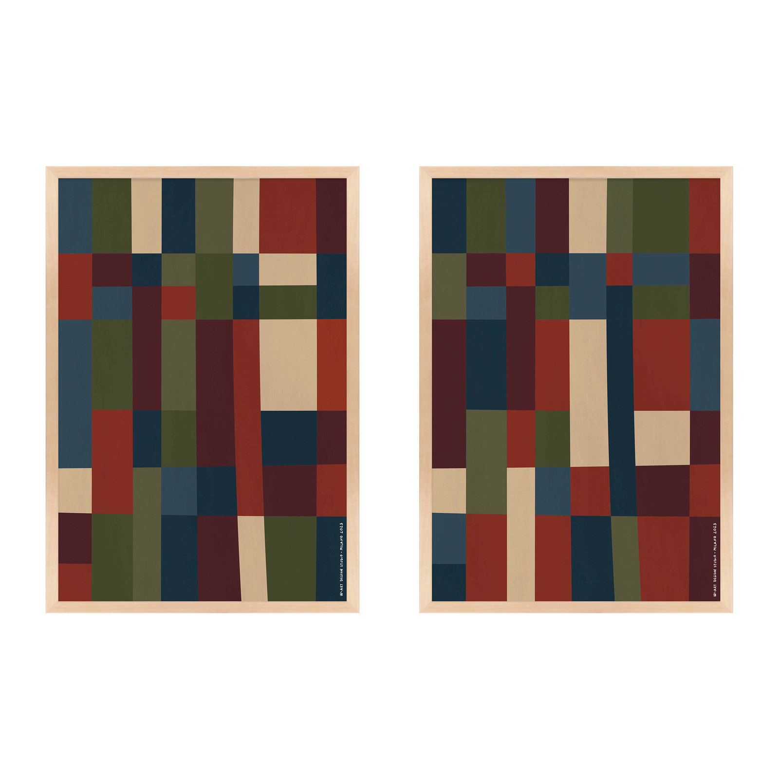 Fragmented Spectrum 2-Piece Print Set, Maple Framed, 20" H x 14" W