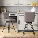 Vangorder Swivel Upholstered Counter Stool with Metal Frame