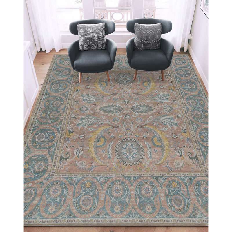 Oriental Area Rug in Blue/Light Red