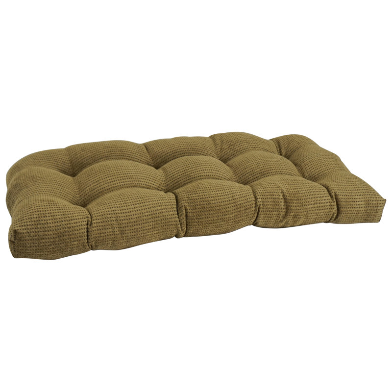 42-Inch By 19-Inch Rounded Back Jacquard Chenille Loveseat Cushion, Brown;Black Dots
