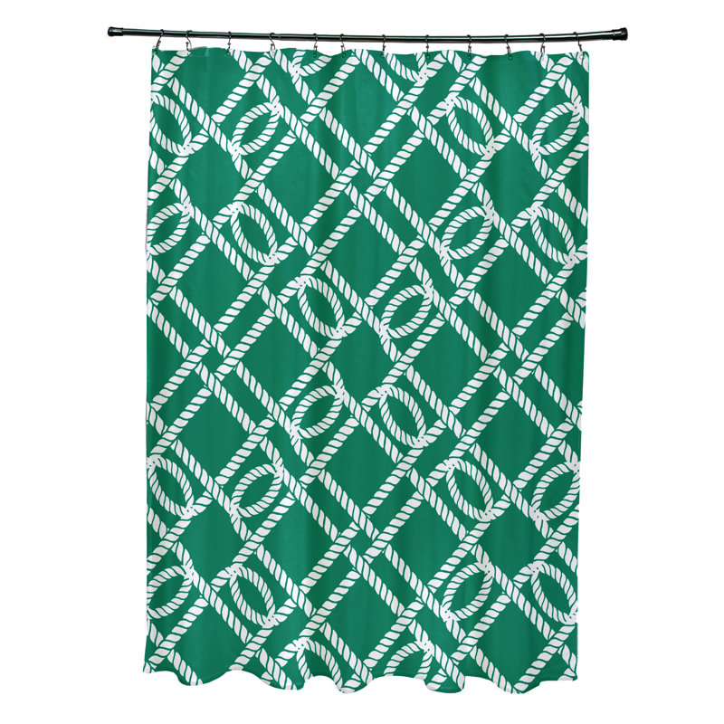 Rideau de douche simple à motif géométrique Ludwig, Vert