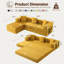 Canapé modulaire modulaire, canapé en velours côtelé en L de 108 po avec assise profonde, coussin nu désossé, canapé-lit modulaire à structure fixe pour le salon, sans assemblage requis (jaune)-805399796