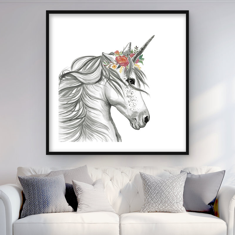 Licorne magique - reproduction encadrée avec passe-partout blanc
