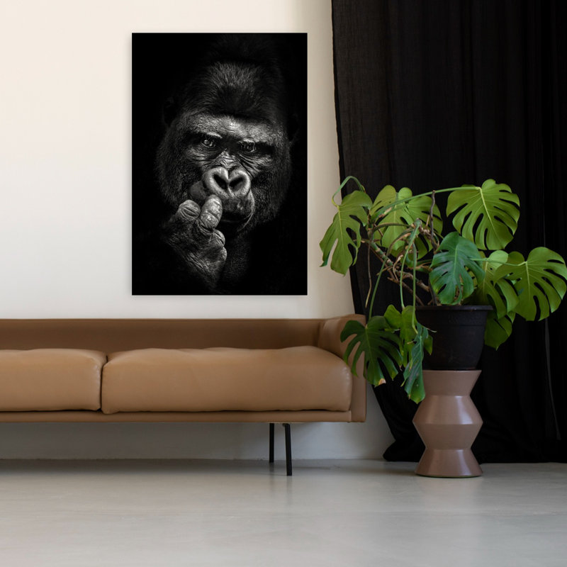 Art contemporain Portrait de singe gorille contemporain, H 48 po x l 32 po