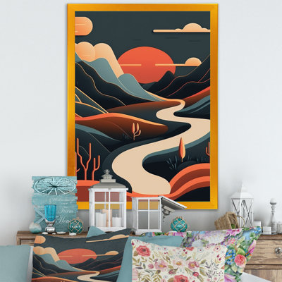 Pin sur un paysage de montagne en terre cuite III - reproduction sur toile