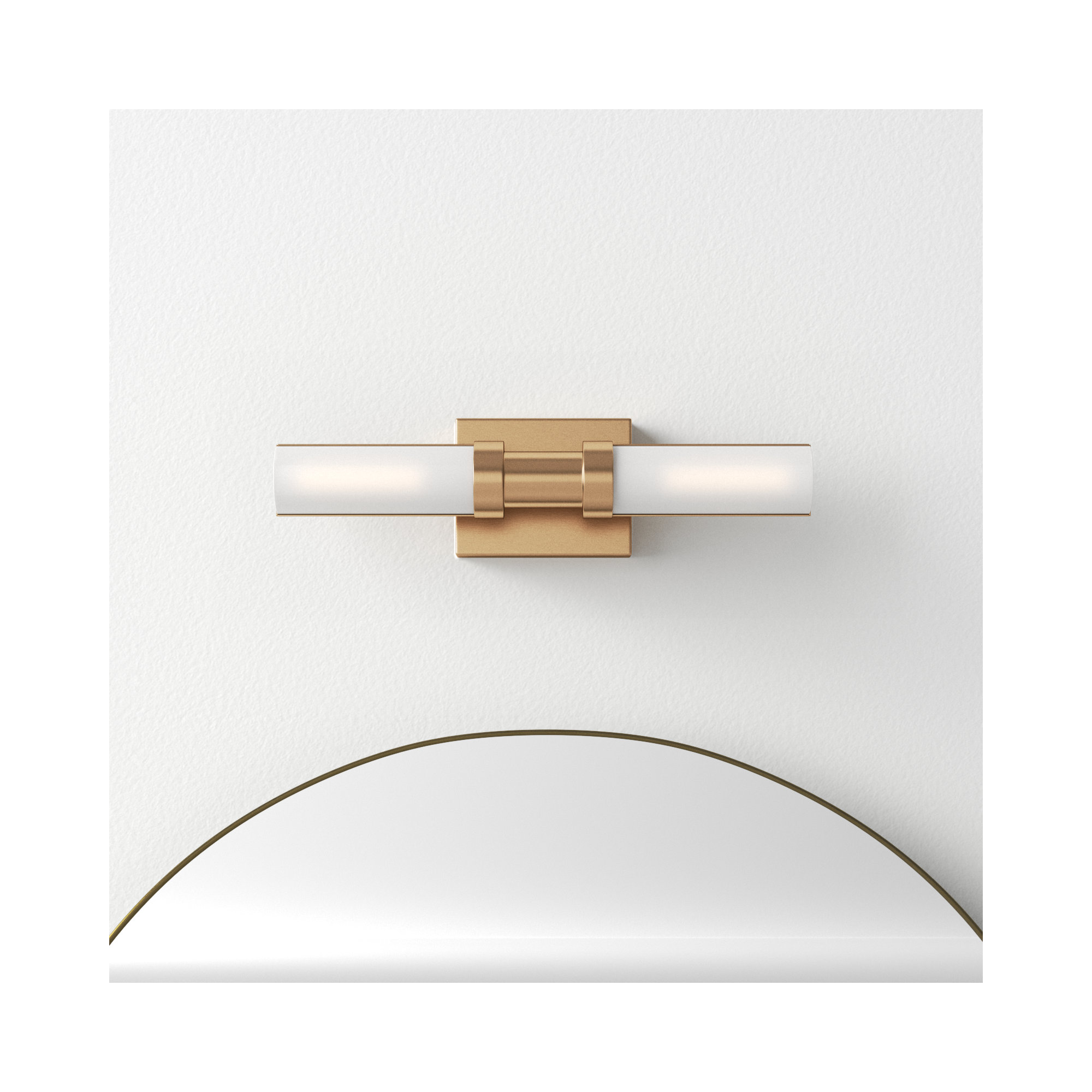 Kelan Single Frosted Dimmable LED Vanity Light, Satin Brass, 18"H x 4.75"W x 4.5"D, 15W