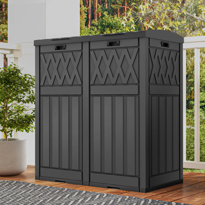Outsunny 31.5'' W Water Resistant Wicker Cabinet Deck Box in Gray