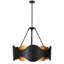 6-Light 24"W Matte Black Modern Drum Chandelier  With Iron Shade For  Bedroom Or Living Room