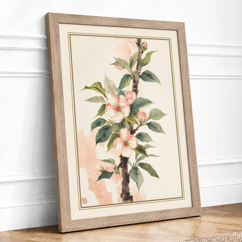 Flowering Branch Study Botanical - Framed Print, A3 - 42.0 x 29.7 cm, Oak