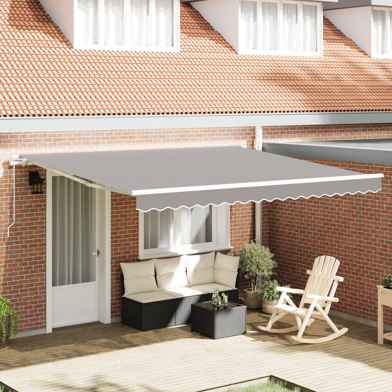 Brayden Studio Retractable Patio Awning, 400 cm W x 300 cm D, Grey