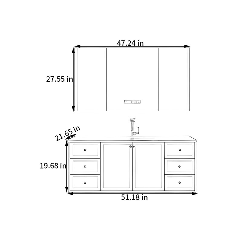 Ristaino, H 19,68 po x l 51,18 po x P 21,65 po