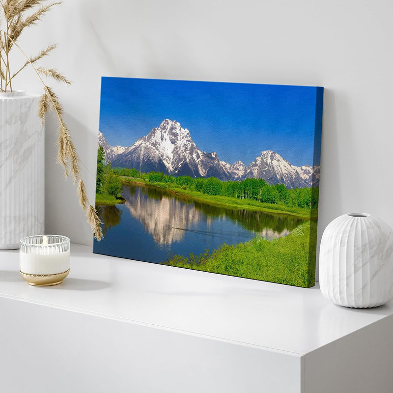 «Nature Landscape Mountain Landscape with Green Forest Reflection Nature Wilderness», reproduction sur toile tendue