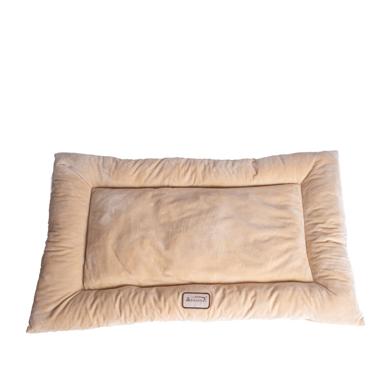 Medium Beige Velvet Pet Bed with Poly Fill Cushion