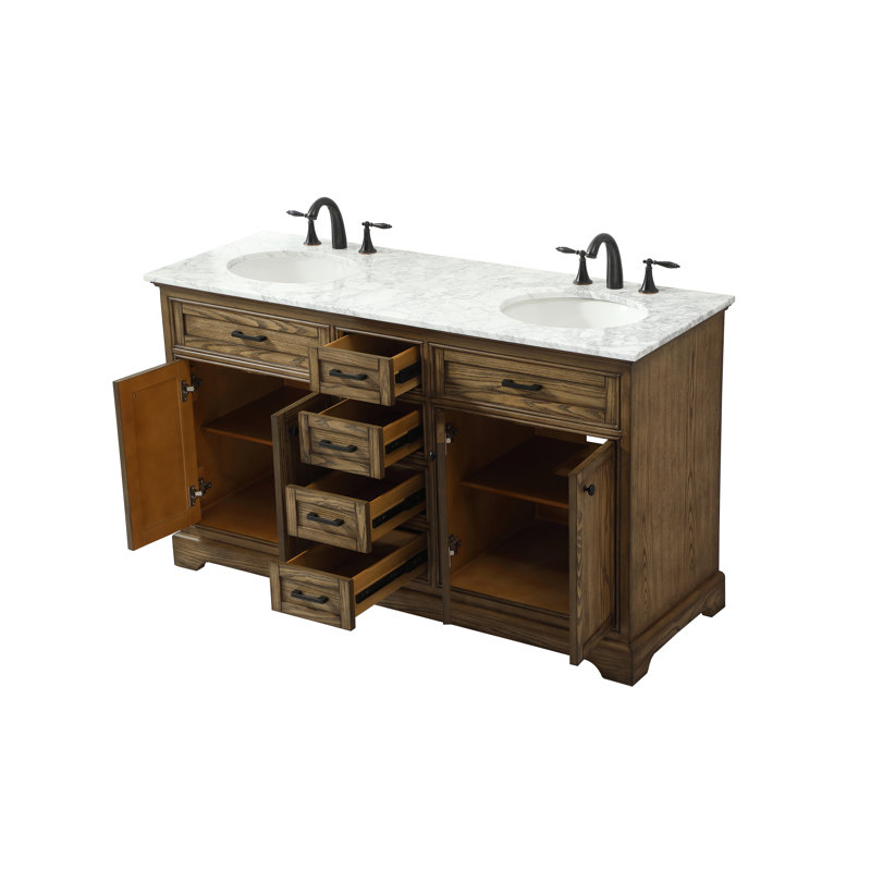 Ensemble de meuble-lavabo double 60 po Hermes, Bois flottant