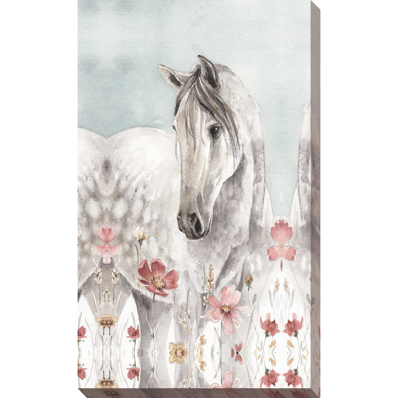 «Wild Horses I Crop», reproduction d'art sur toile, H 51,5 po x l 31,5 po x P 2 po, Cadre flottant argent