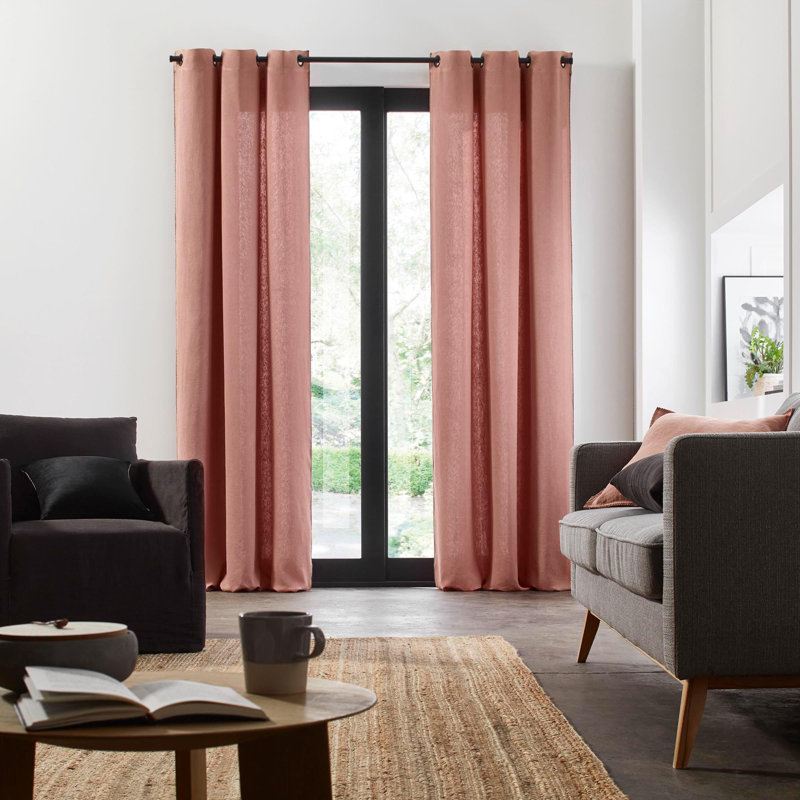 Nino Linen Curtain Single Panel, 135 x 280cm, Orange