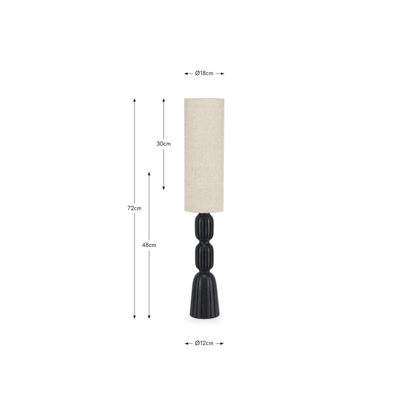 Sahana Black Ribbed Slim Wood Table Lamp