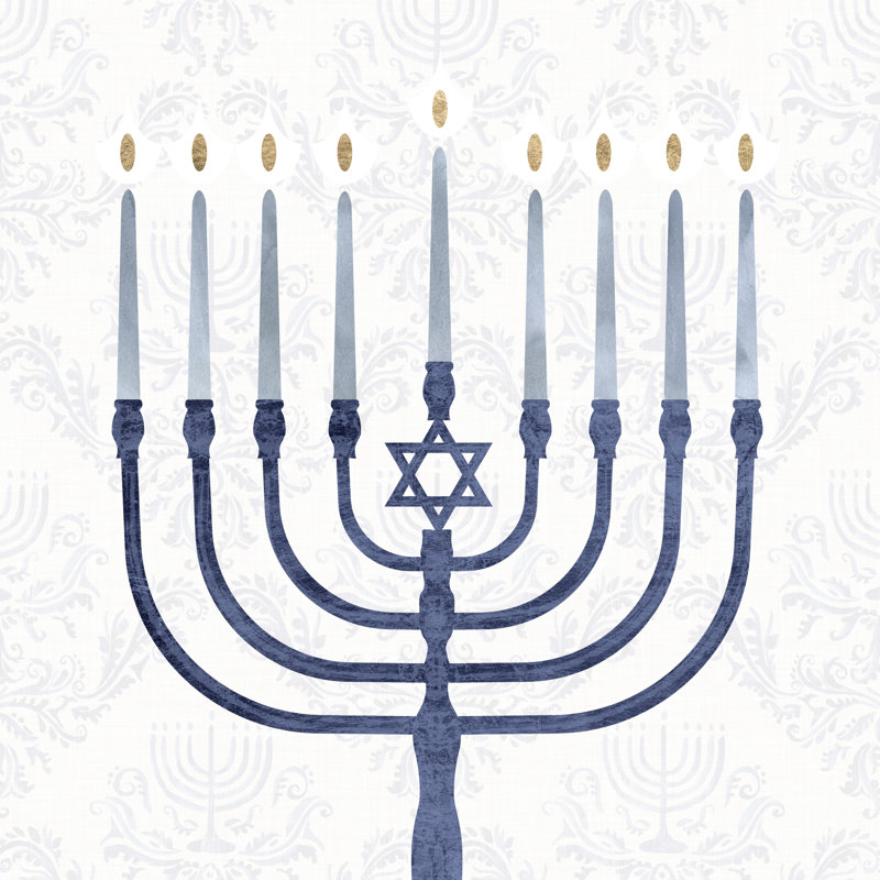 Sophisticated Hanukkah II by Victoria Borges - Wrapped Canvas Painting, 91cm H x 91cm W
