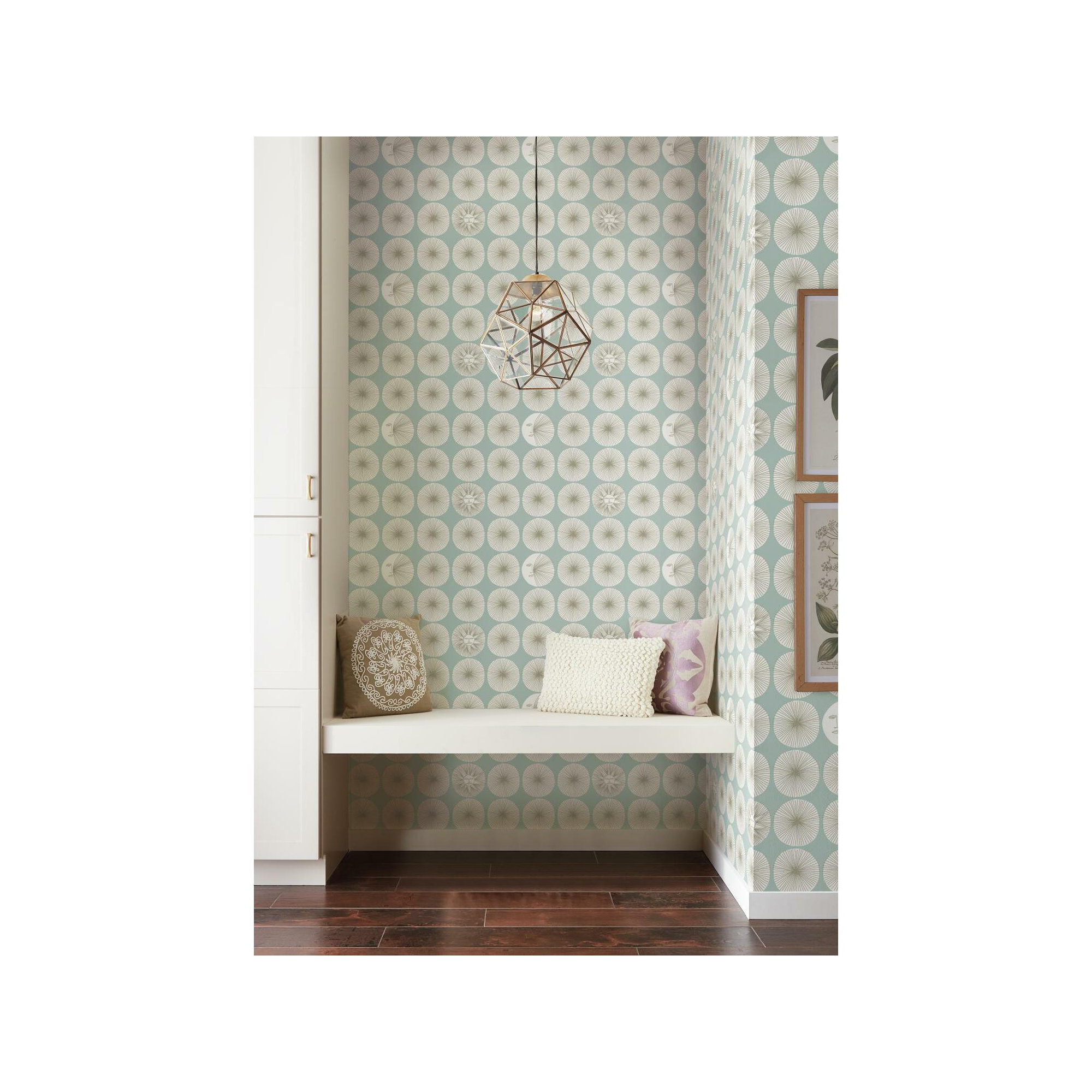 Mid-Century Peel & Stick Geometric Wallpaper, Light Blue/Glint