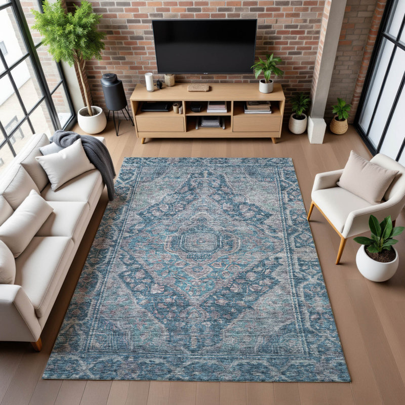 Premium Machine Washable Lubbers AMF1761 Border Rug, Rectangle 10' x 14'