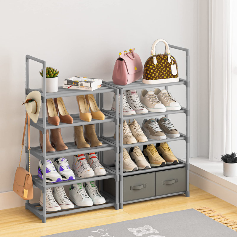 20 Pair Stackable Shoe Rack, Silver