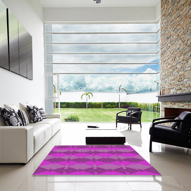 Tapis de zone mauve à motifs, Carré 5 pi