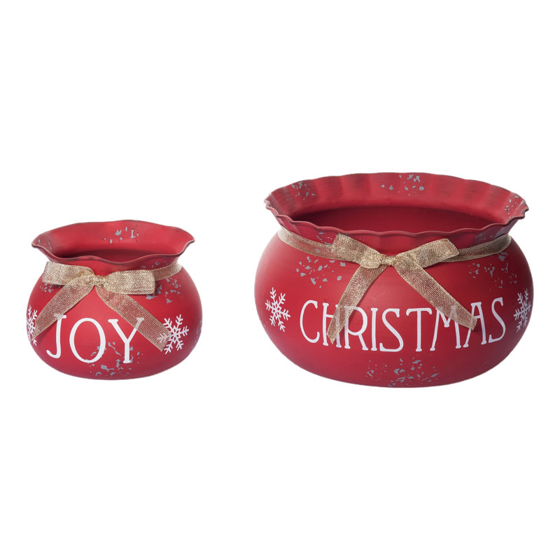Ensemble de 2 contenants de Noël en forme de père Noël en métal