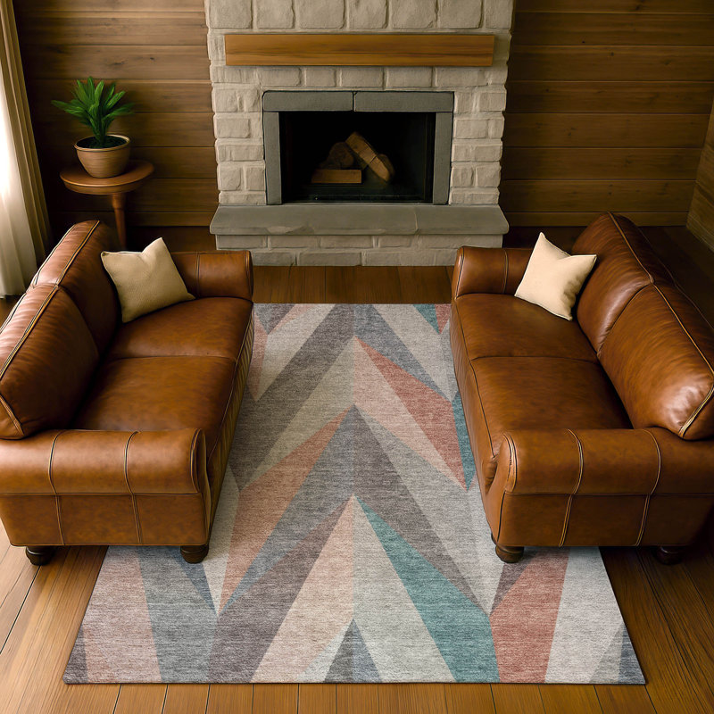 Premium Machine Washable Mayfield AMF2265 Geometric Rug, 2'6" x 3'10", Copper