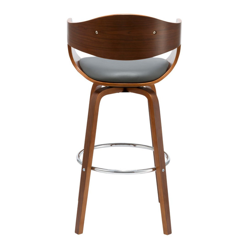 Swivel Upholstered Counter Stool with Solid Wood Frame, Grey