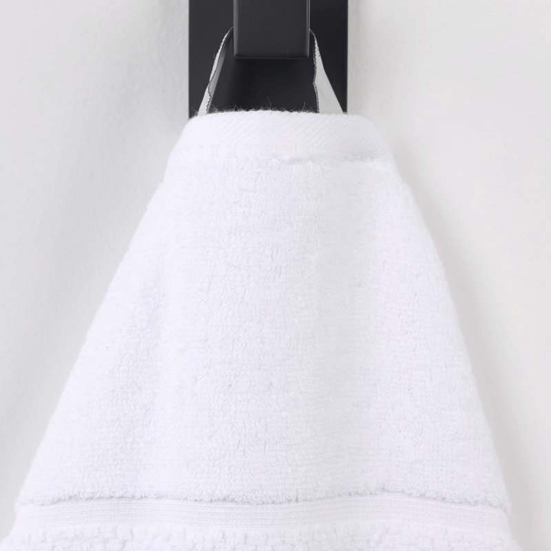 Mile Smart Twist Viscose Cotton Blend Medium Weight Solid Thick Border Towel Set, White