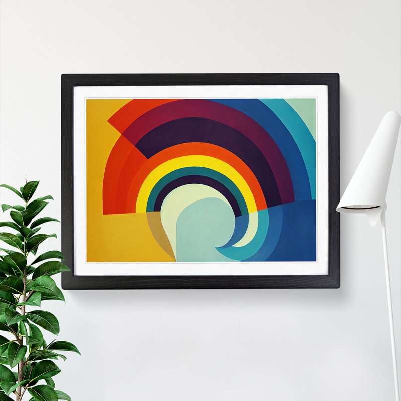 Blissful Modern Abstract Art - Single Picture Frame Print, 34cm H x 46cm W x 2cm D, Black