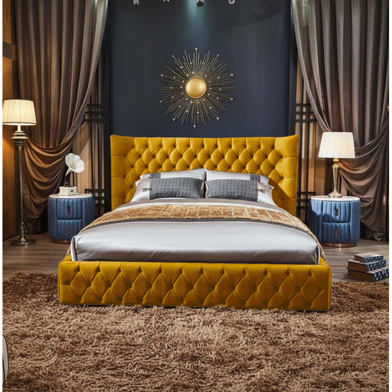 Buckingham Upholstered Ottoman Storage Bed, Small Double (4'), Turmeric