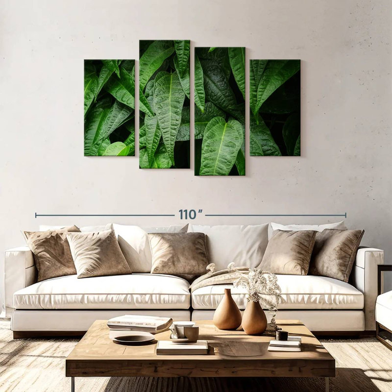 Harnek feuilles de plantes fraîches, H 48 po x l 75 po