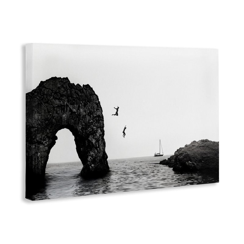 Falaise sautant dans une toile de mer, design par Sissi et Seb, H 24 po x l 36 po