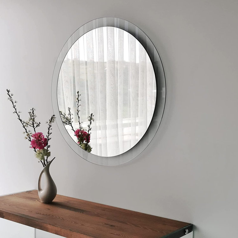 Floraine Glass Flat Wall Mirror, White Transparent, Novelty 75 x 55 cm