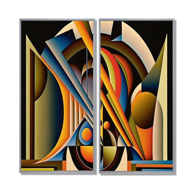 Circular Retro Dynamics I - Large, impression géométrique abstraite sur toile, H 40 po x l 40 po, Argent argent