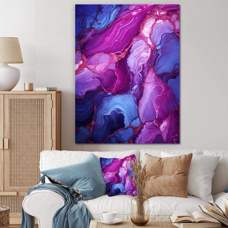 Volcan en marbre mauve sans soudure IV - art mural abstrait, H 32 po x l 24 po x P 1 po, Toile tendue
