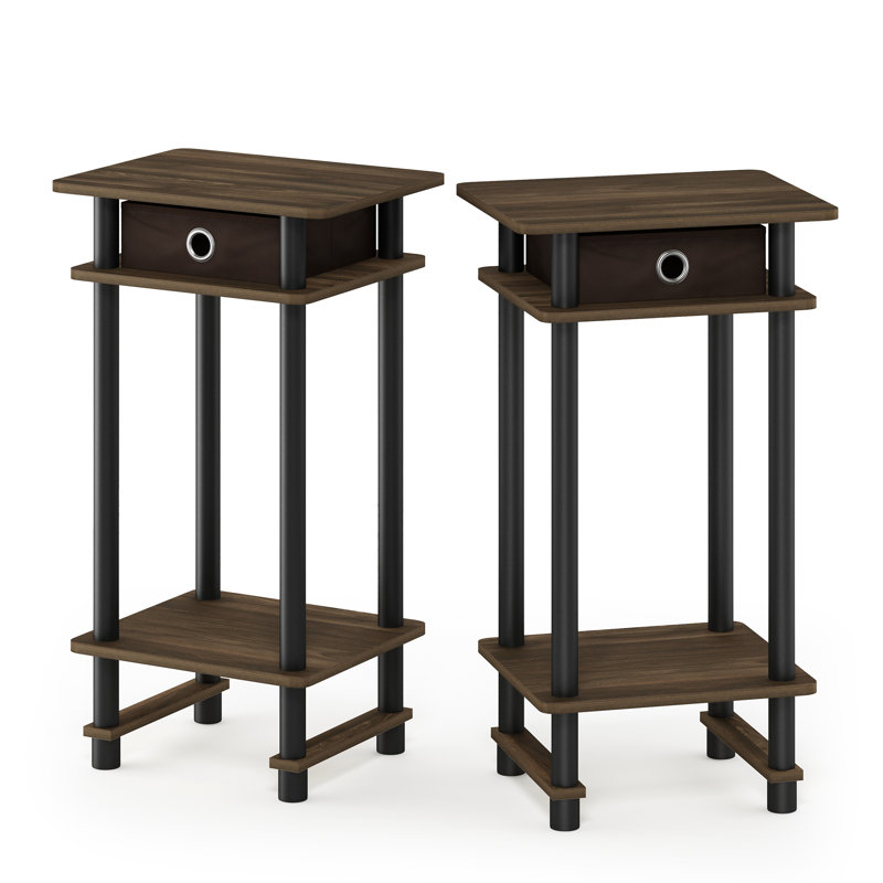 Asid End Table Set with Storage, Columbia Walnut/Dark Brown