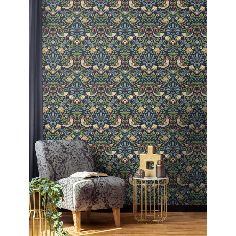 Britiany Peel & Stick Floral Roll, Midnight Blue